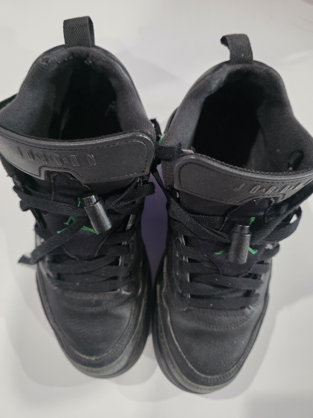Jordan Kids Black High-Top Sneakers with Green Accents
